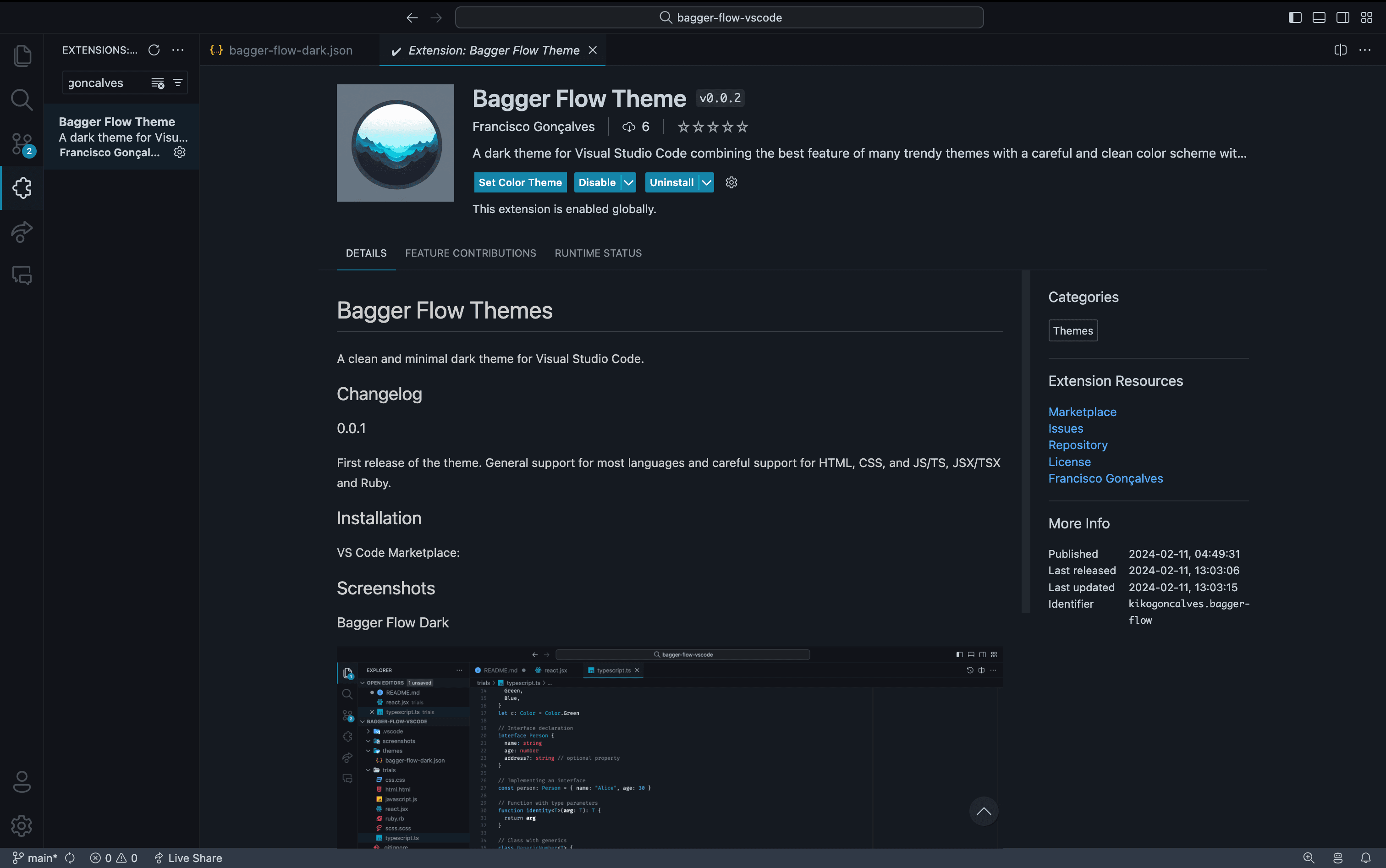 VS Code Theme: Bagger Flow: Media 2